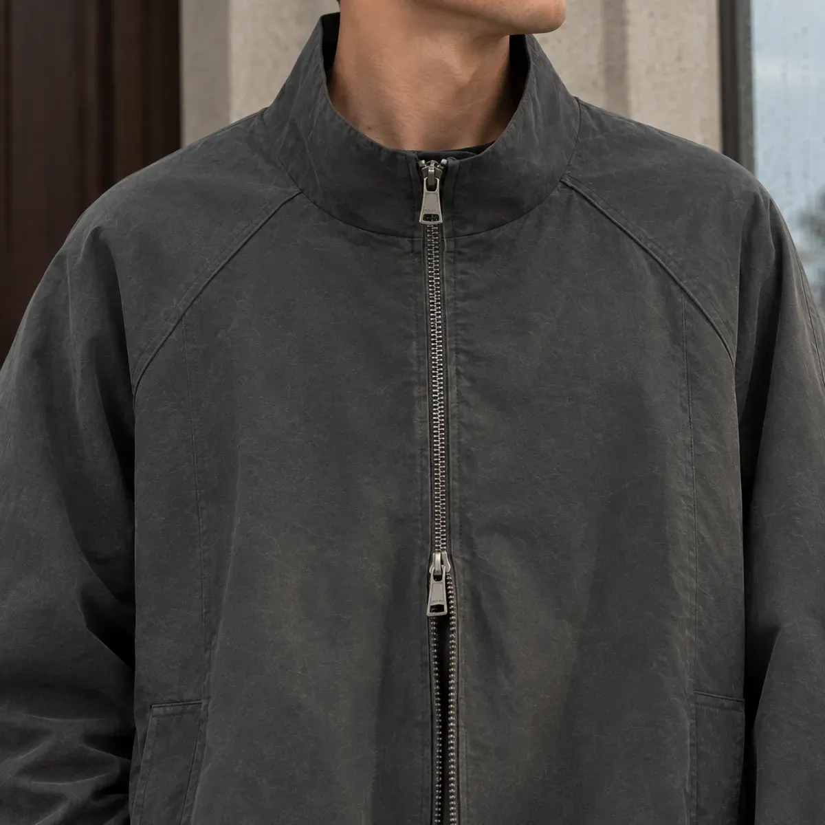 Everard Stand Collar Jacket — detail